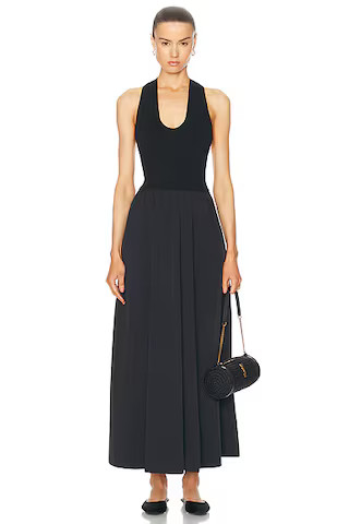 St. Agni Plunge Neck Dress in Black | FWRD | FWRD 