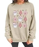 KEKEMI Women's Christmas Sweatshirt Vintage Santa Sweater Crewneck Xmas Tree Coffee Graphic Shirt... | Amazon (US)