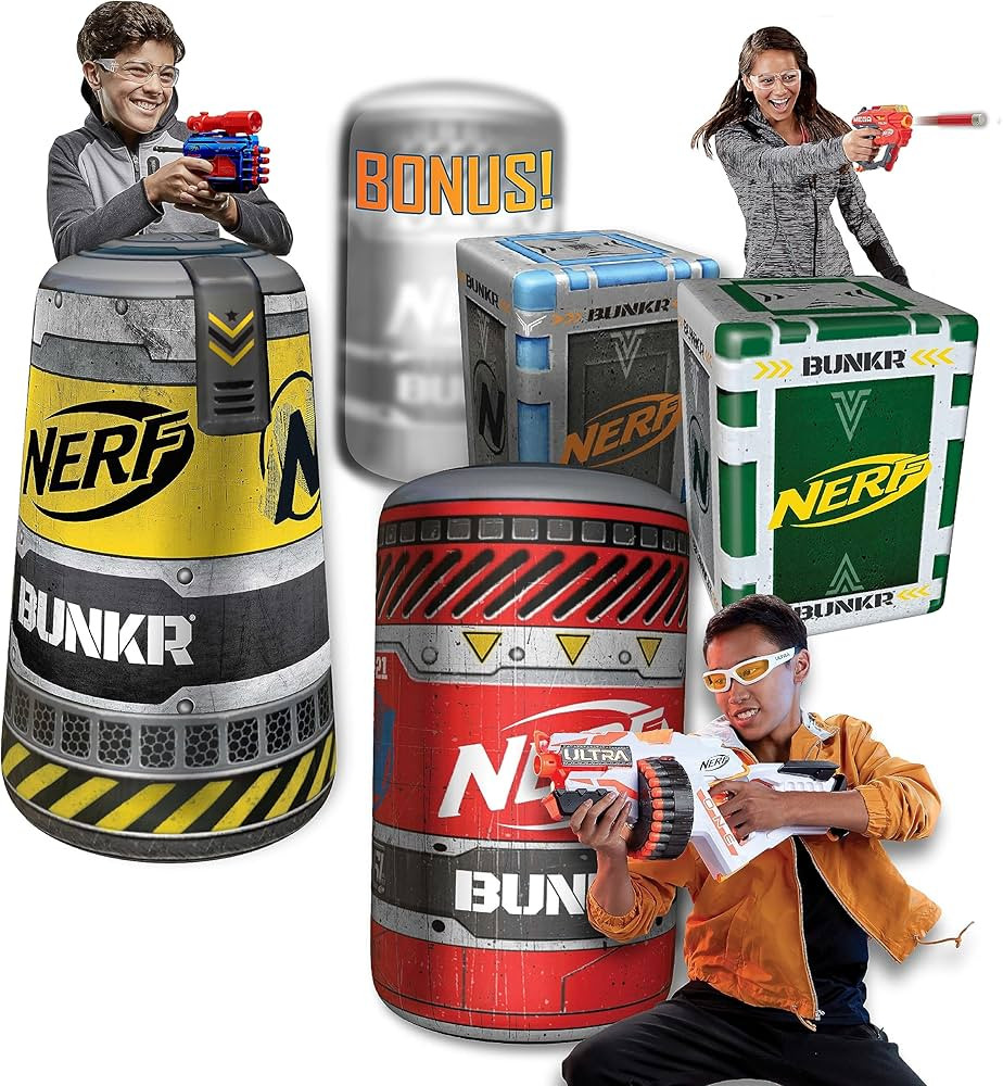 NERF BUNKR Officially Licensed Battle Royale Inflatable Bunker Battlezone - 5 Piece Barricade Set... | Amazon (US)