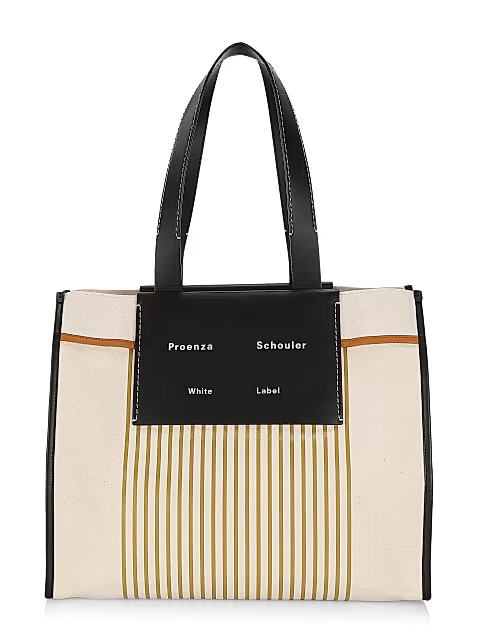 XL Striped Leather And Canvas Shopper | Saks Fifth Avenue