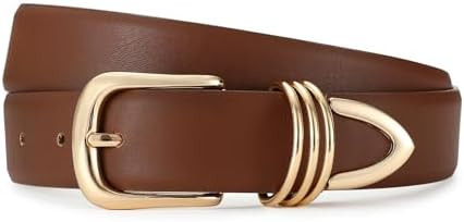 Belts for Women with Gold Buckle Faux Leather Belts Fashion Casual belts for jeans | Amazon (US)