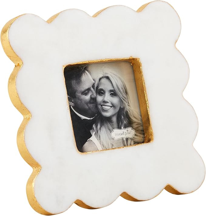 Mud Pie Square Scallop Marble Frame; 5 3/4" x 5 3/4" | Amazon (US)