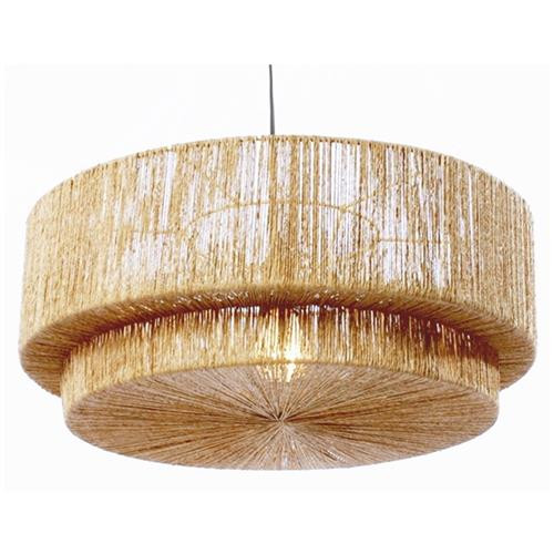 Woven Coastal Beach Natural Brown Jute 2 Tier Pendant | Kathy Kuo Home