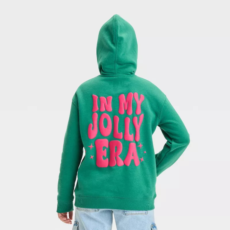 Girls' "In My Jolly Era" Fleece Hoodie - art class™ Dark Green | Target