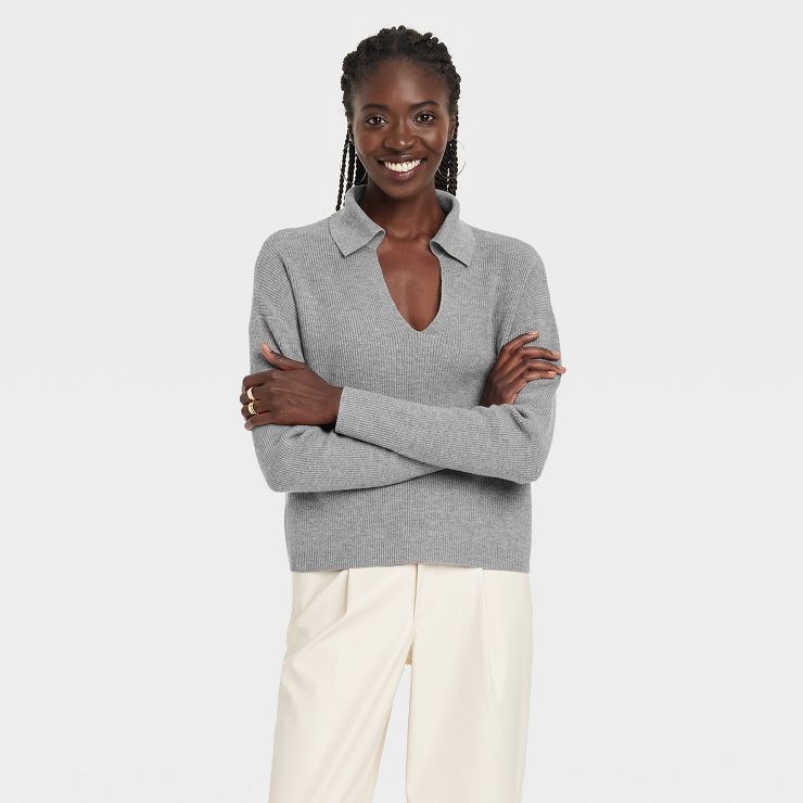 Women's Collared Polo Ribbed Pullover Sweater - A New Day™ | Target