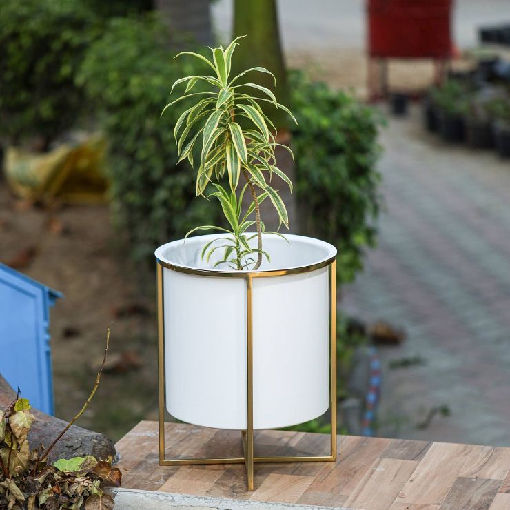Iron Planter with Stand White/Brass - Project 62™ | Target