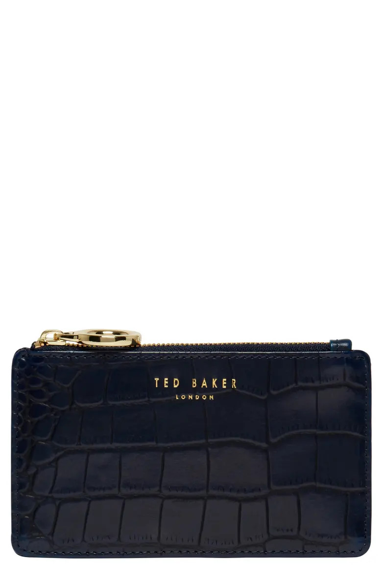 Rullia Croc Embossed Leather Card Holder | Nordstrom