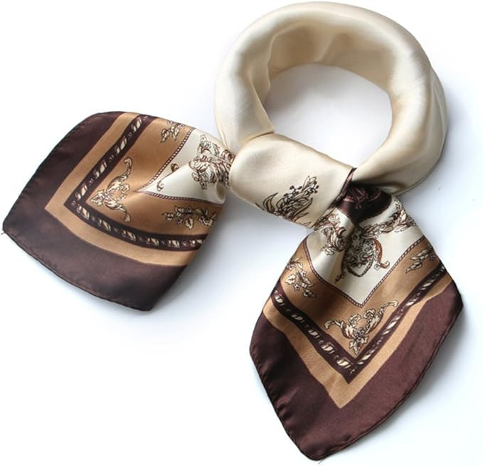 QBSM Womens 23.6 inch Satin Silk Feeling Formal Square Neck Scarf Head Hair Wraps | Amazon (US)