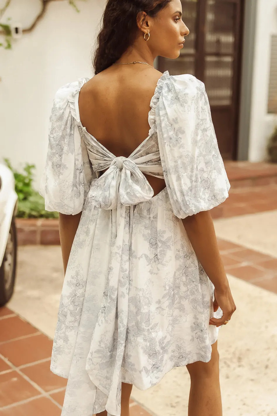 Tanya Floral Mini Dress in Blue | Böhme US