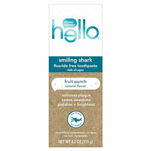 Hello Smiling Shark Fluoride Free Kids Toothpaste, Natural Fruit Punch, 4.2 Oz Tube | Amazon (US)