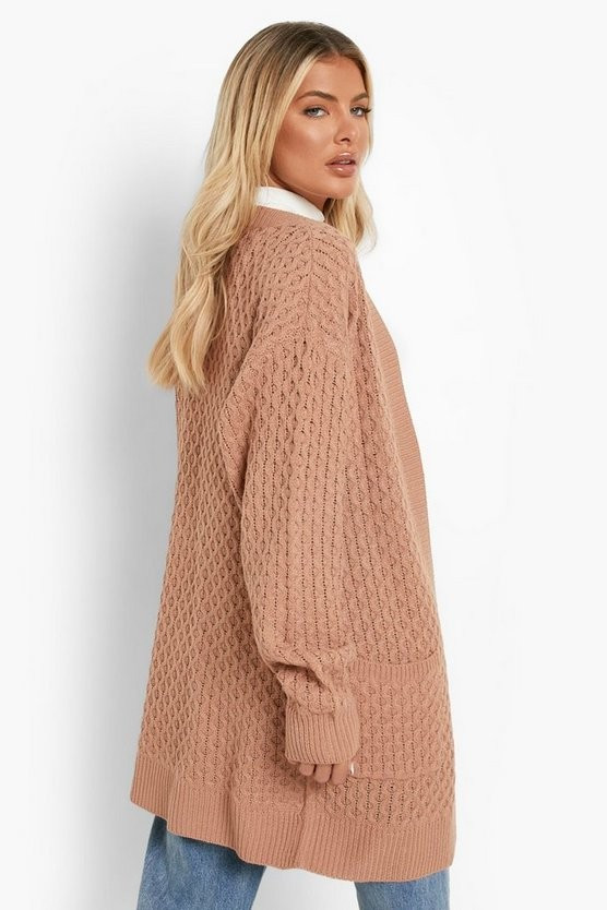 Cable Cardigan With Pockets | Boohoo.com (US & CA)