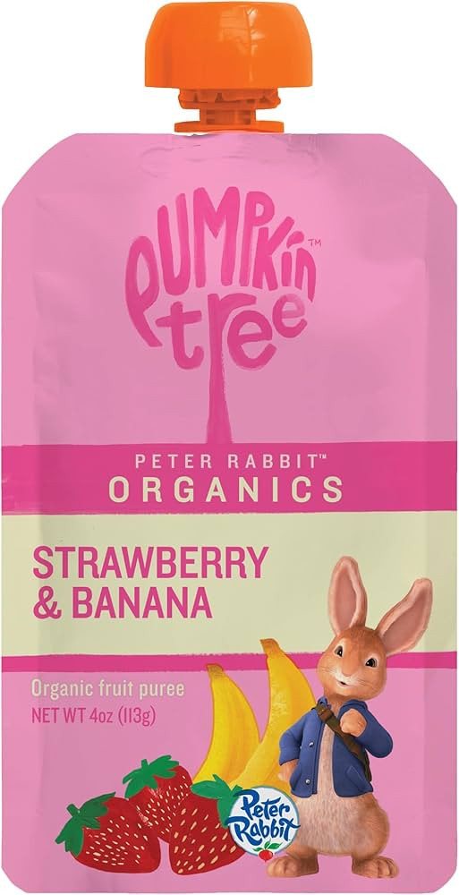 Pumpkin Tree Peter Rabbit Organics Strawberry and Banana Pure Fruit Snack, 4 Ounce (Pack of 10) | Amazon (US)