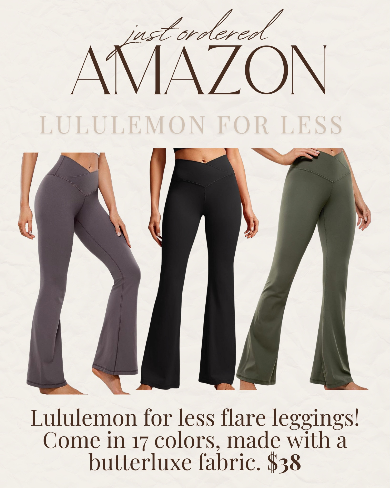 Lululemon look for less Amazon flare leggings! 

#LTKSale #LTKstyletip #LTKfindsunder50