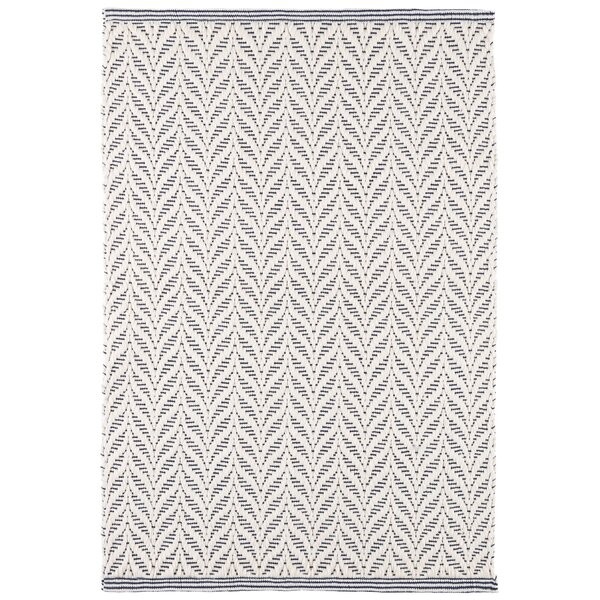 Kingsley Handmade Flatweave Ecru/Navy Indoor/Outdoor Area Rug | Wayfair North America