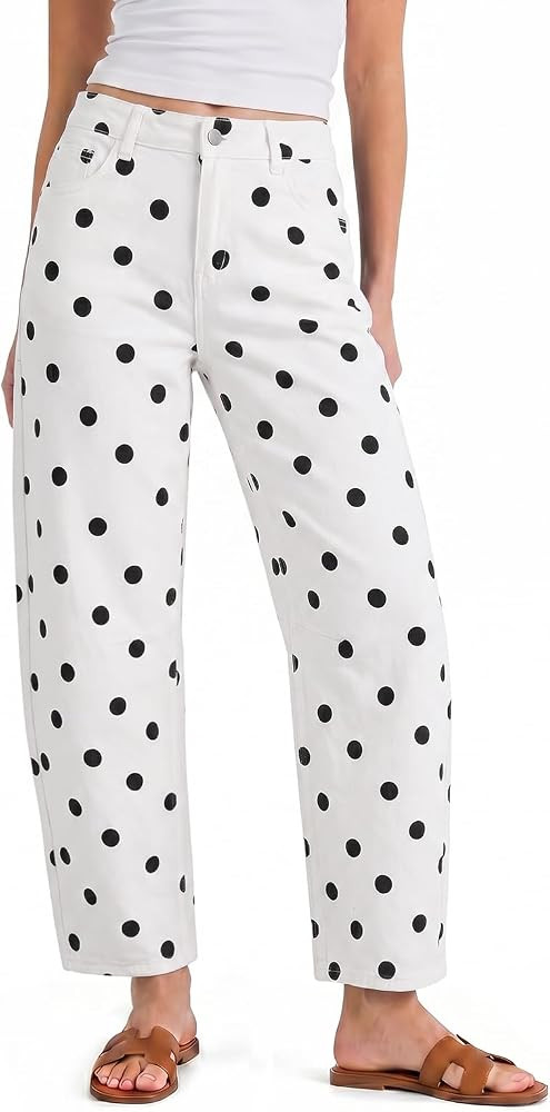 Cicy Bell Women Barrel Cropped Jeans Baggy High Waisted Casual Denim Pants | Amazon (US)