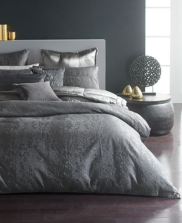 Home Moonscape Reversible Textured Jacquard Charcoal Full/Queen Duvet Cover | Macys (US)