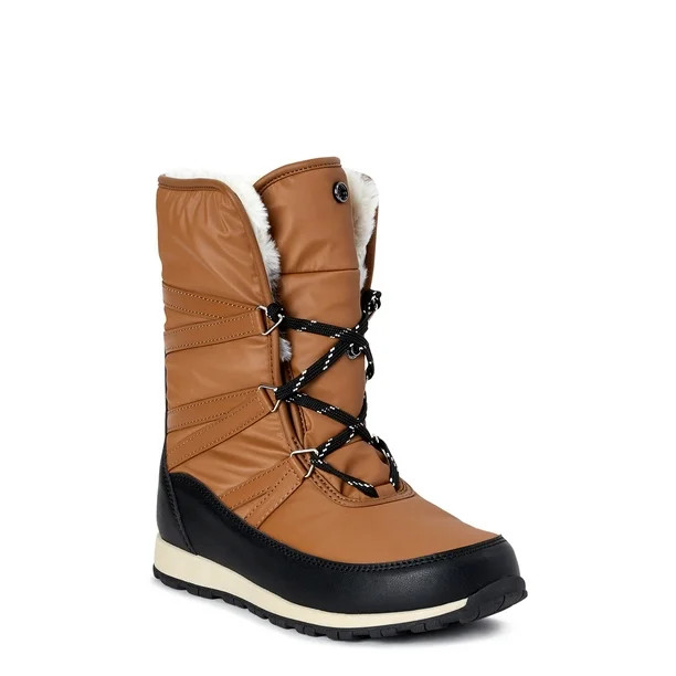 Time and Tru Women’s Nylon Winter Fur Boots | Walmart (US)