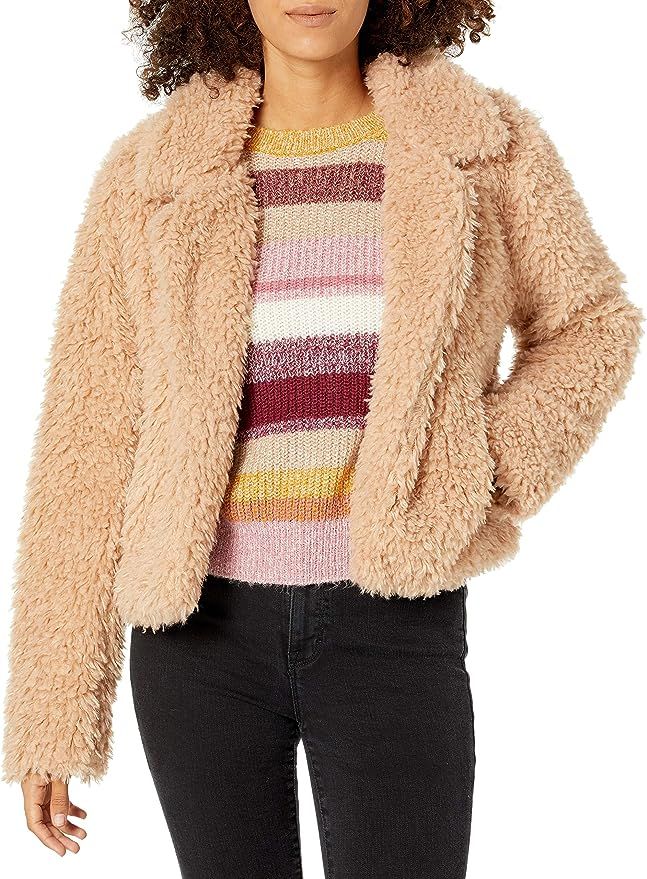 [BLANKNYC] womens Wome's Curly Hair Faux Fur Cropped Jacket | Amazon (US)