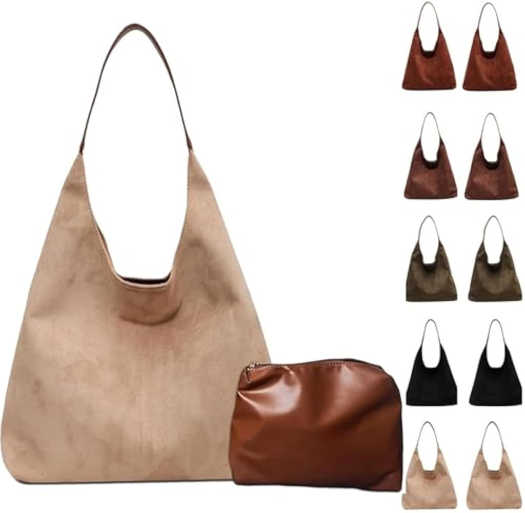Brown Suede Tote Bag - Women's Shoulder Bag with Suede Tote Option | Amazon (US)