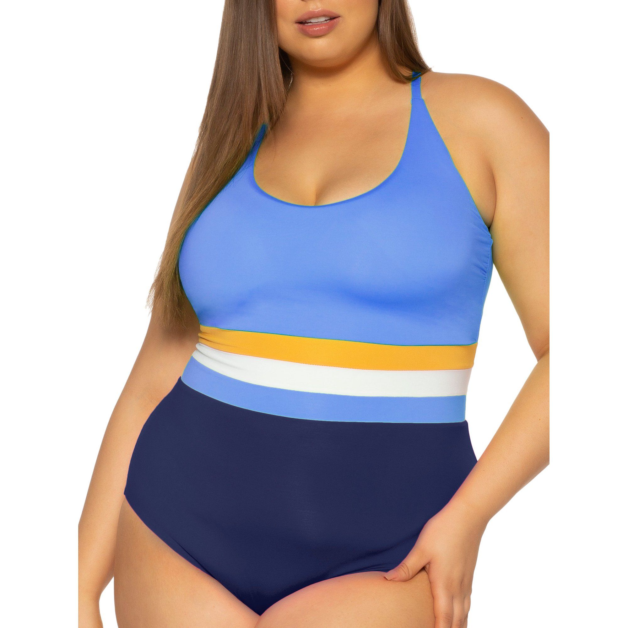 BCA Women's Plus Size Shannon Color Block One Piece Swimsuit | Walmart (US)