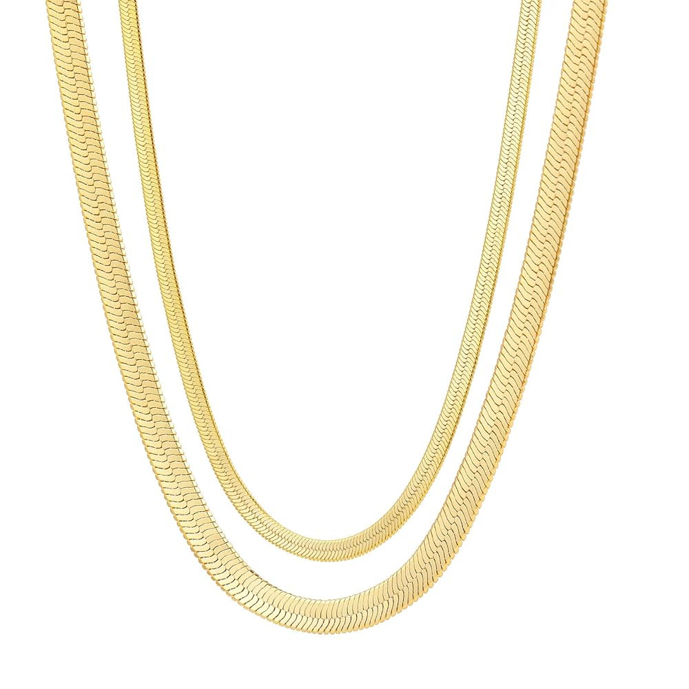 Fiusem Gold Plated Snake Chain Choker Necklace for Women, 14K Gold Plated Brass, 16 inches, Hook ... | Amazon (US)
