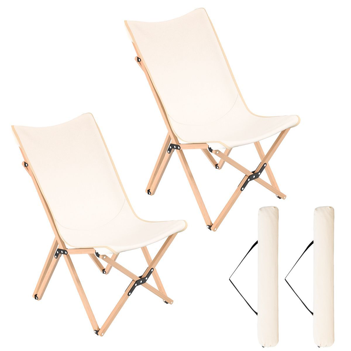 Costway Bamboo Butterfly Folding Chair Set of 2 with Storage Pocket 330 LBS Capacity | Target