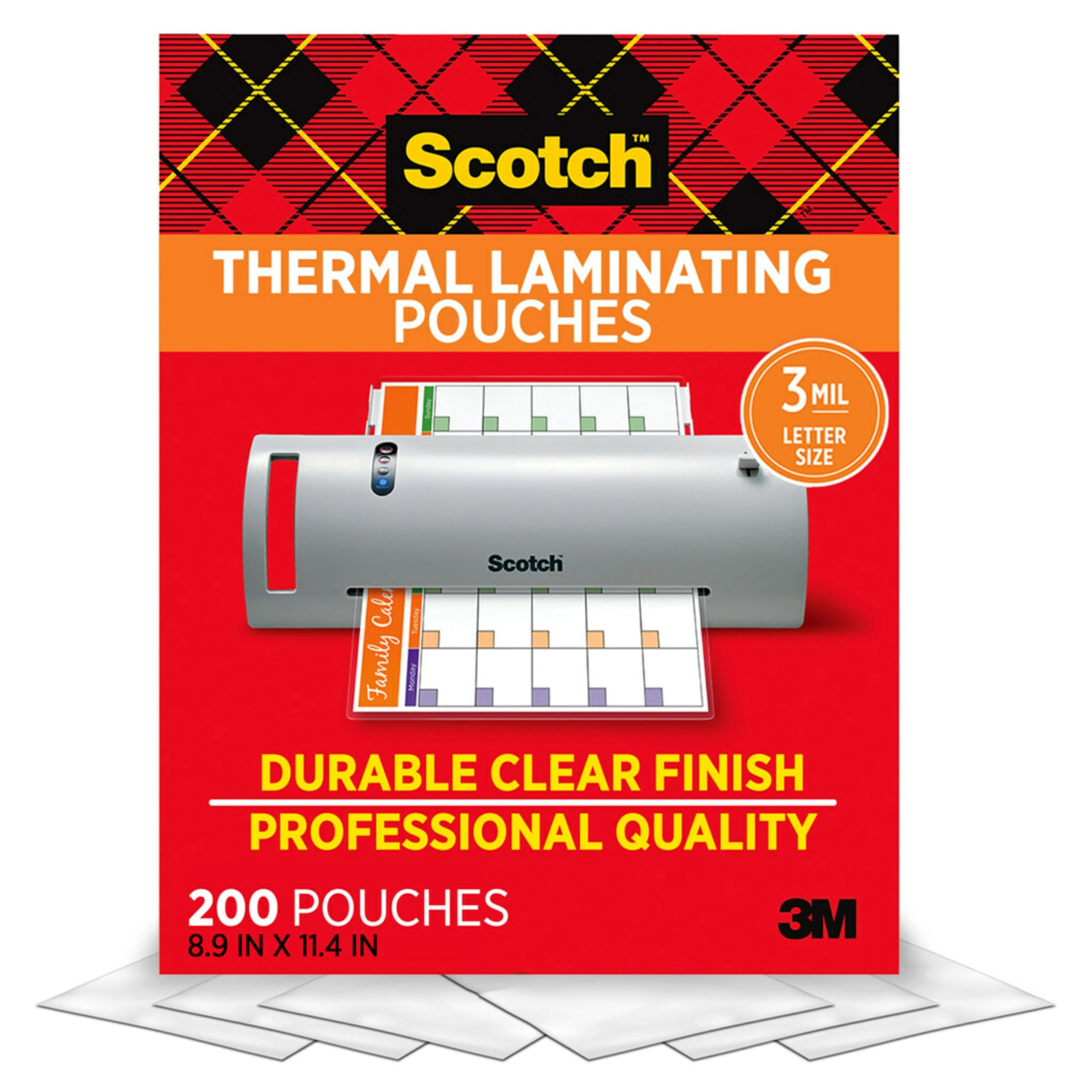 Scotch Thermal Laminating Pouches, 200 Count, Clear, 3 mil., Ideal Office or School Supplies, Fit... | Amazon (US)