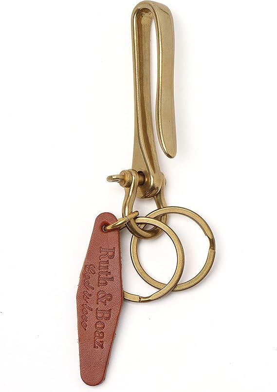 Ruth&Boaz Solid Brass U Hook Belt Keyring Keychain Keyhook with Two Rings | Amazon (US)