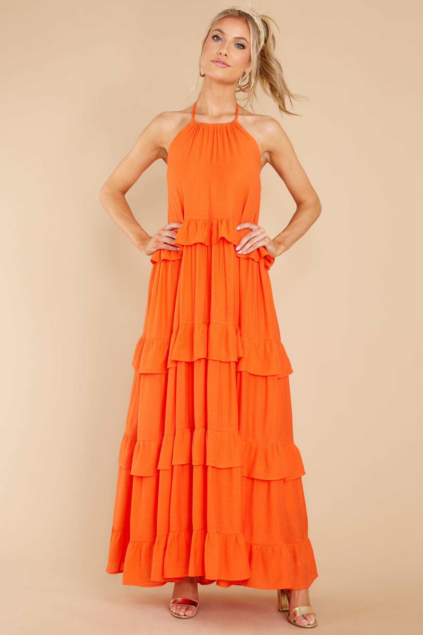 Sun Gazer Orange Maxi Dress | Red Dress 