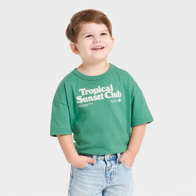 Grayson Mini Toddler Boys' Short Sleeve Tropical Club Oversized T-Shirt - Green 18M | Target