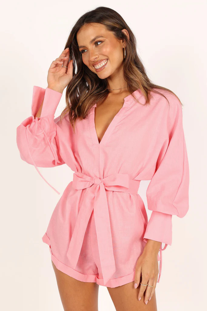 Dooley Long Sleeve Romper - Pink | Petal & Pup (US)