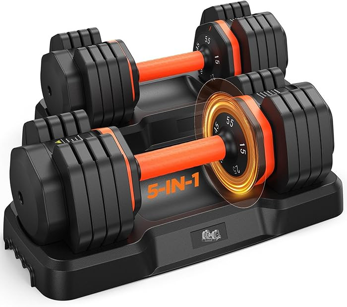 2026 FDB2 Updated Adjustable Dumbbell Set of 2, 110lbs/50lbs Weights Dumbbell Set with Storage Bo... | Amazon (US)