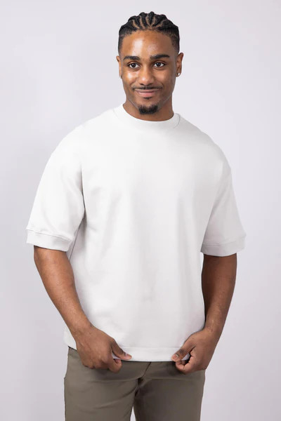 Denim & Flower Heavyweight Relaxed Fit T-Shirt for Men in Light Grey | Glik's