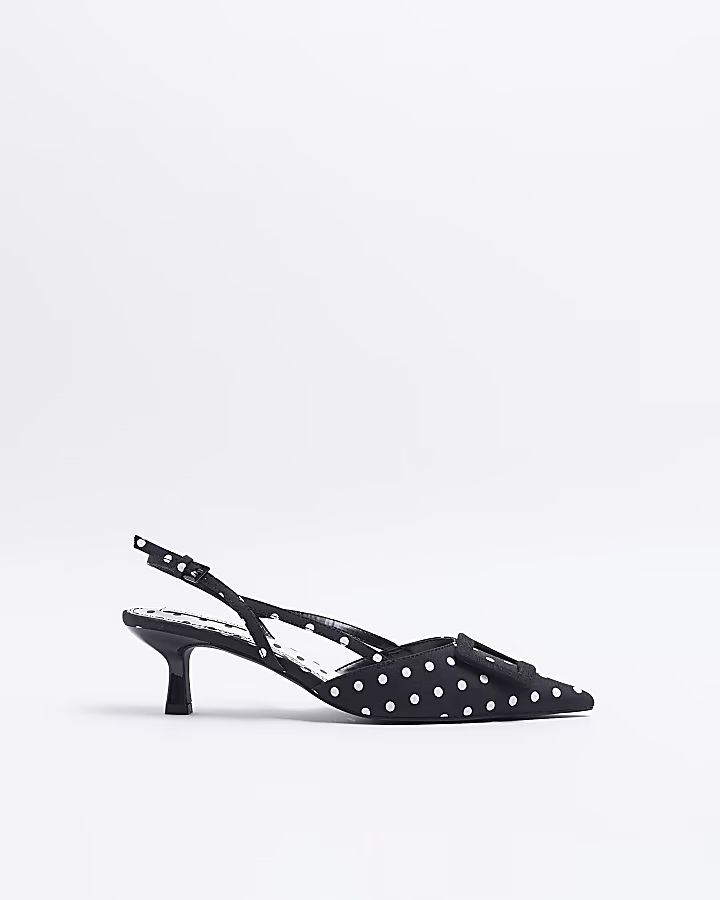 Black spot kitten heeled court shoes | River Island (UK & IE)