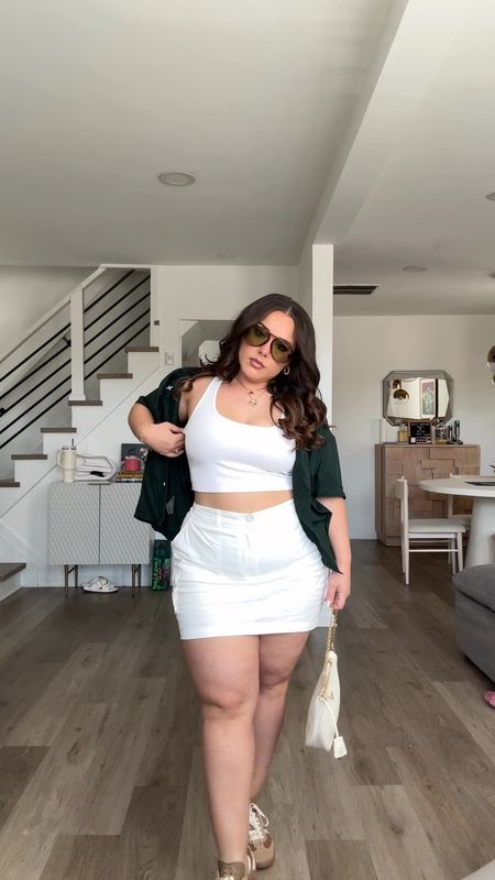 Casual summer outfit from this past weekend on my curvy midsize 12/14 & petite 5’2” body 💚 the tank & green shirt are a few years old from Kith but linked some alternatives to get the look! Wearing size XL in this Klassy Network skort!

#LTKShoeCrush #LTKMidsize #LTKStyleTip