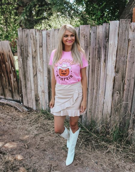 Amazon graphic vintage Halloween tee under $18! Cute Amaryllis skirt on sale - under $30! Amazon white western boots! 

#LTKshoecrush #LTKunder50 #LTKSeasonal