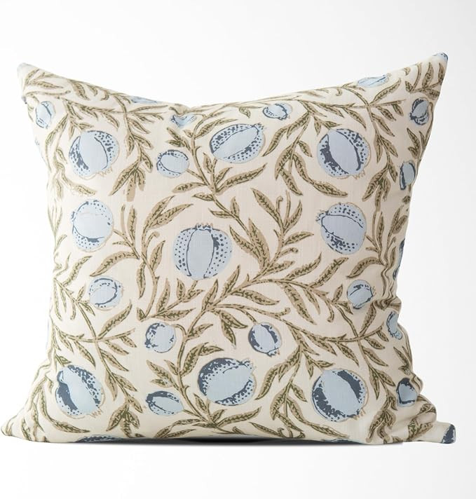Alisa Block Print Pomegranate Pillow Cover – 100% Cotton Decorative Throw Pillow Cover – Vint... | Amazon (US)