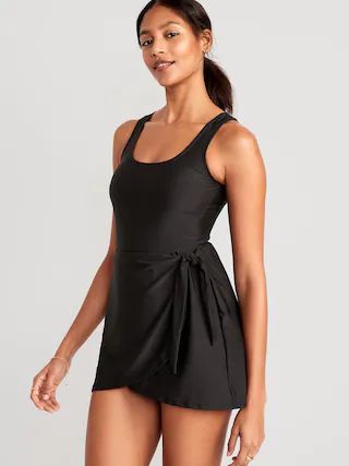 Wrap-Front Swimsuit Dress for Women | Old Navy (US)