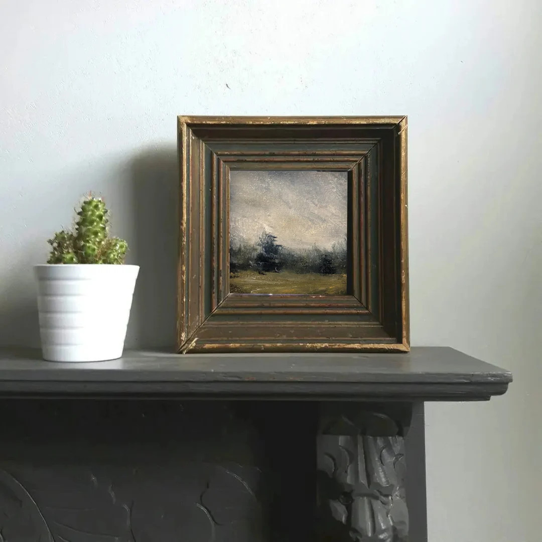 Small Original Oil Painting Landscape on Canvas. Square Abstract Landscape Painting, Neutral Land... | Etsy (US)