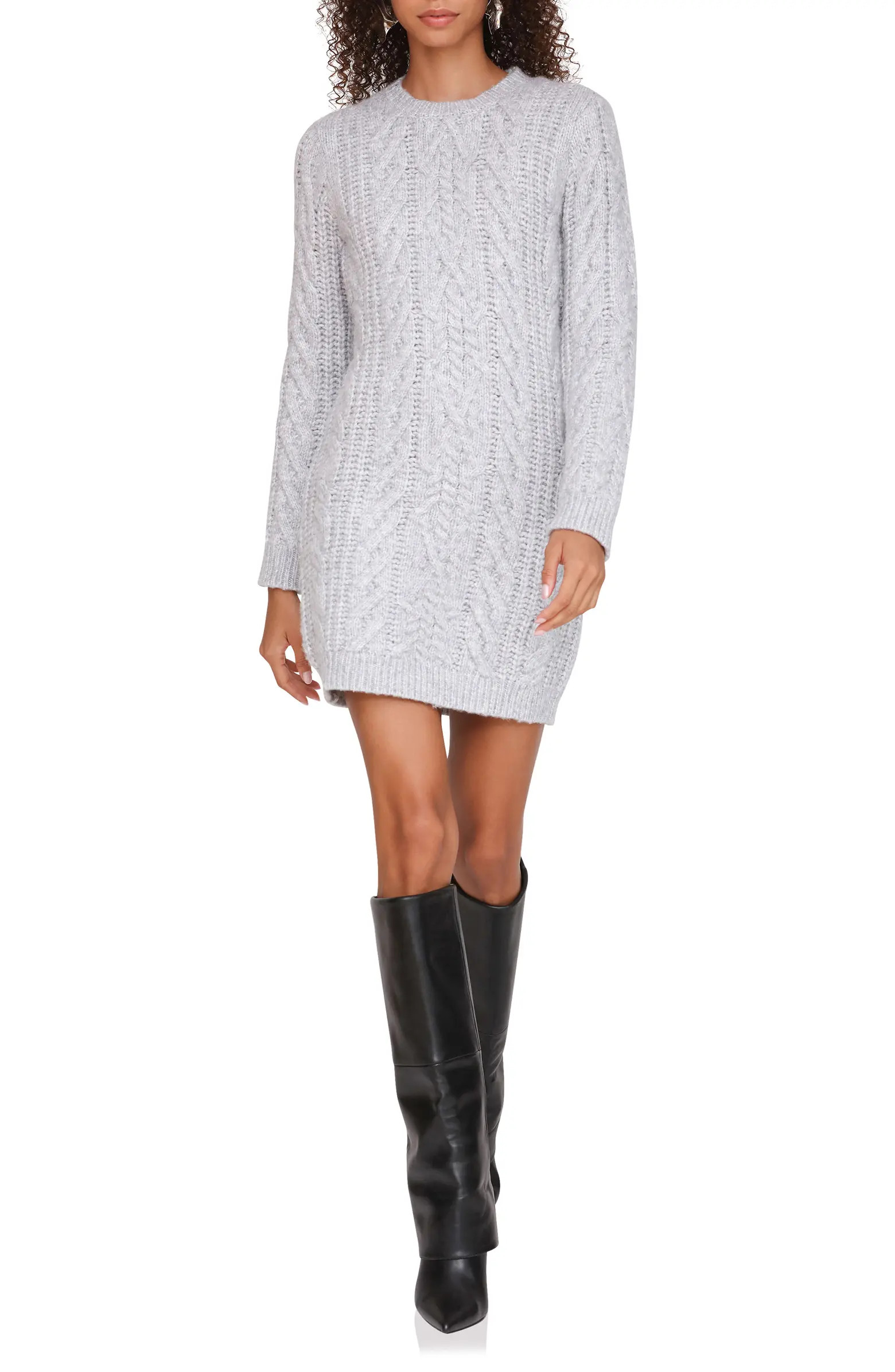 Long Sleeve Cable Stitch Mini Sweater Dress | Nordstrom
