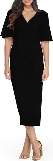 Flutter Sleeve Faux Wrap Midi Dress | Nordstrom