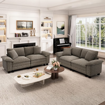 Captiva Designs Cloud Modular Loveseat Sofa Set, 2-Piece Sectional Couch with Deep Seats Ash Chenille | Target