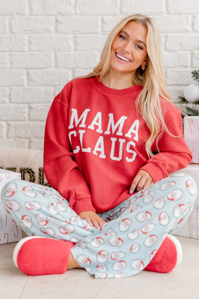 Mama Claus Red Corded Graphic Sweatshirt | Pink Lily