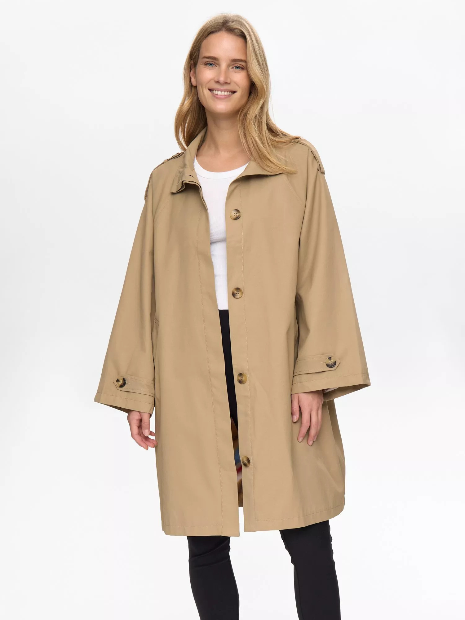 Numph Florian Single Breasted Coat, Brown | John Lewis (UK)
