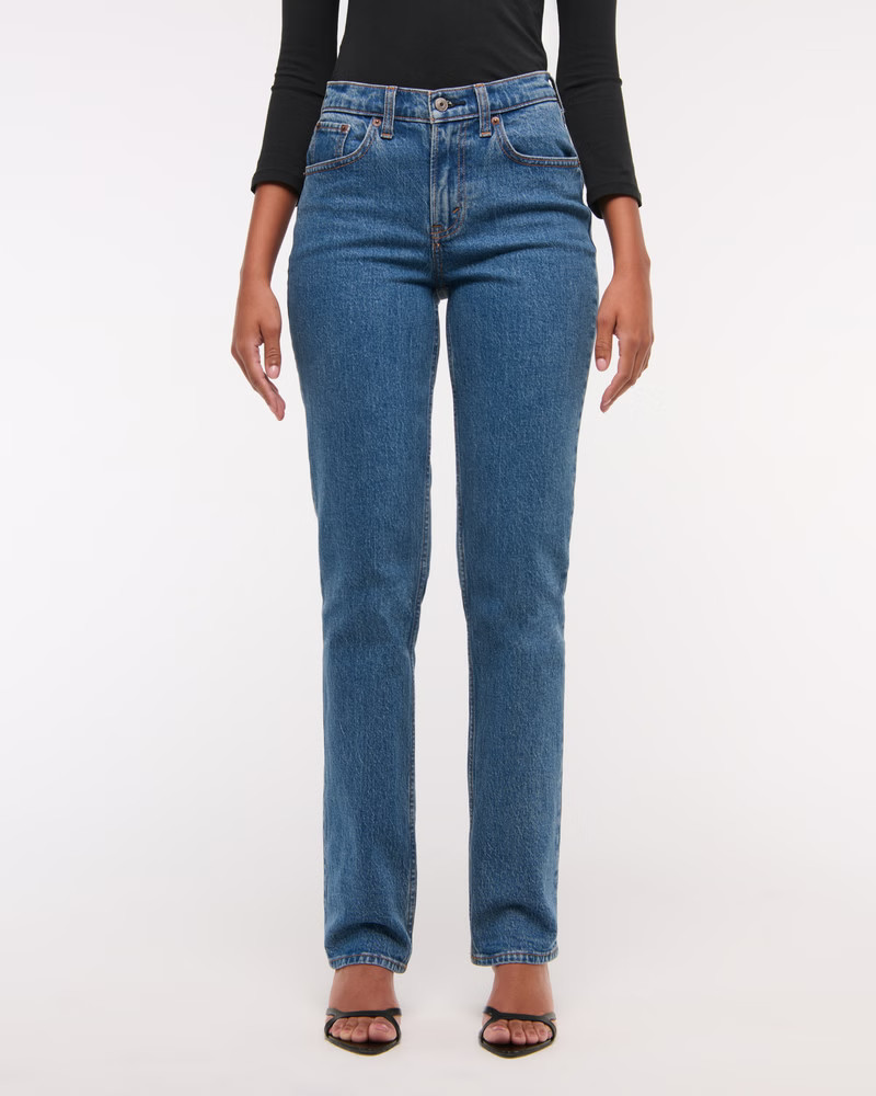 Women's Curve Love Mid Rise 90s Straight Jean | Women's Bottoms | Abercrombie.com | Abercrombie & Fitch (US)
