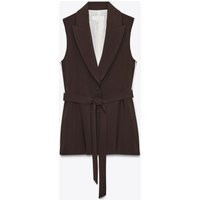 Zara - Long Vest With Side Stripe - Women - Brown - Women | Zara US