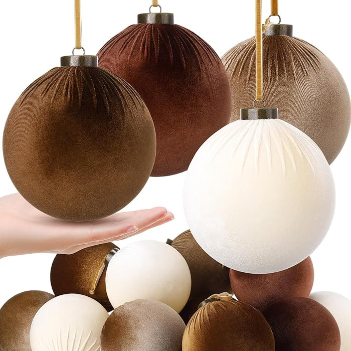 Liliful 12 Pcs Large Velvet Christmas Ornaments Ball Flocked Christmas Tree Ball Bulk Shatterproo... | Amazon (US)