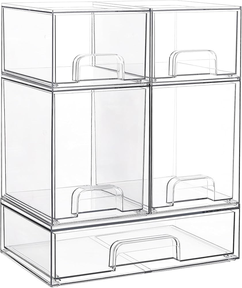 Vtopmart Stackable Storage Drawers Set of 5, Clear Plastic Organizer Bins for Beauty Supplies,Ide... | Amazon (US)