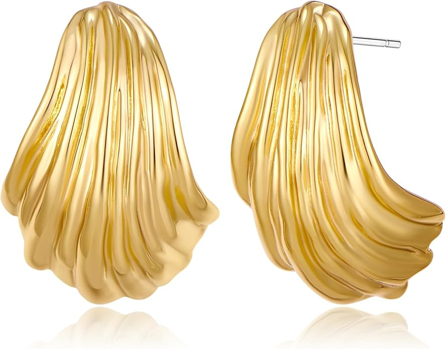 Gold Starfish Earrings for Women Textured Starfish Stud Earring Summer Beach Earring Vacation Jew... | Amazon (US)