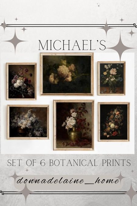 Michael’s : set of 6 moody floral prints for $30! 
Perfect for a gallery wall. 
These are unframed. 
Affordable home decor 

#LTKgiftguide #LTKhome
